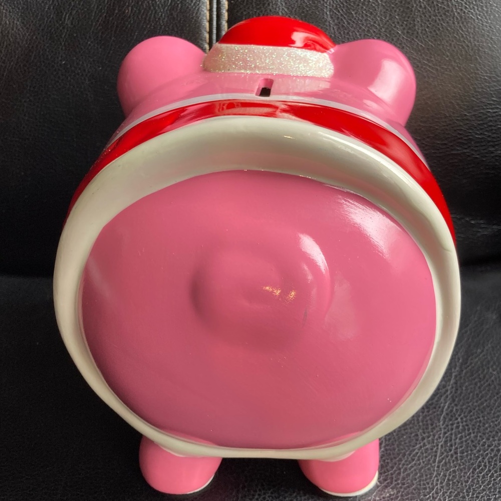 Vintage Room Essentials (RE) 2011 Pink, Red & White Ceramic Holiday Piggy Bank - Picture 13 of 16